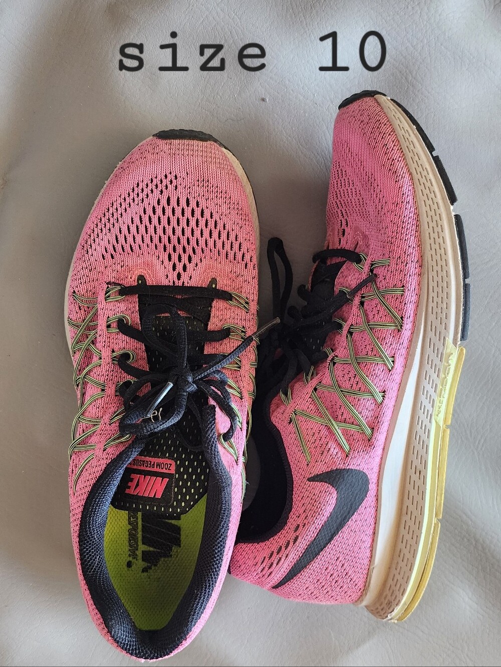 Nike Women’s Pink and Black Running Shoes 10